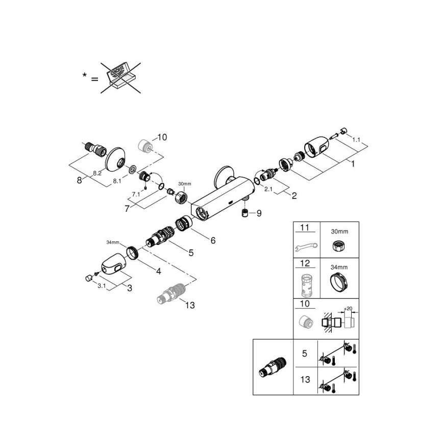 GROHE 34550000 - Termostatická sprchová baterie GROHTHERM 1000 DN 15 chrom