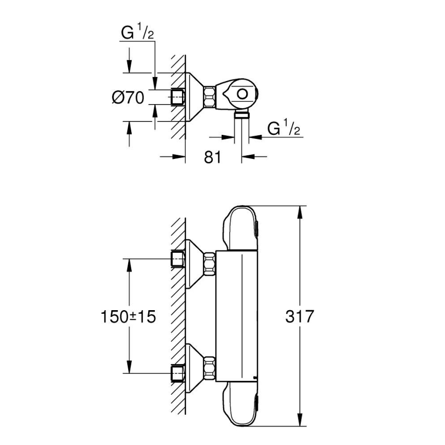 GROHE 34550000 - Termostatická sprchová baterie GROHTHERM 1000 DN 15 chrom