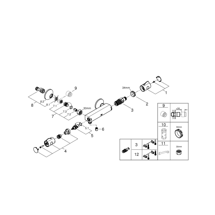 GROHE 34558000 - Termostatická sprchová baterie GROHTHERM 800 DN 15 lesklý chrom