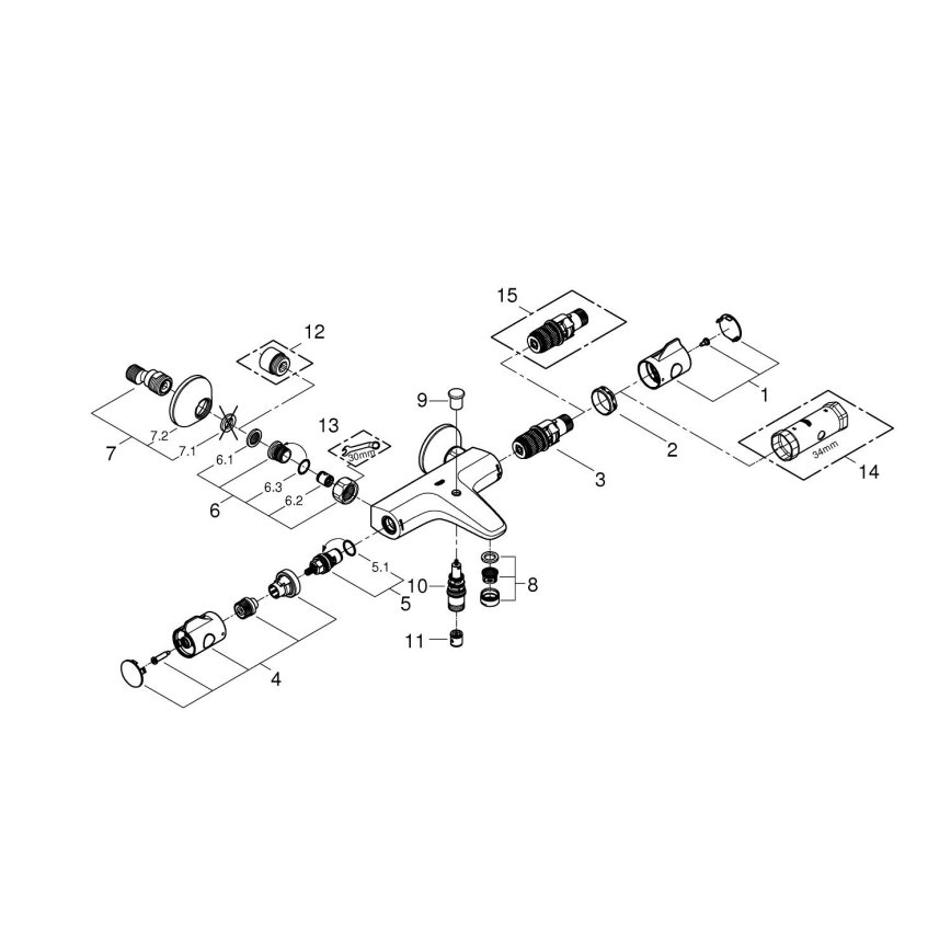 GROHE 34567000 - Termostatická vanová baterie GROHTHERM 800 DN 15 lesklý chrom