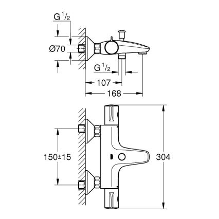 GROHE 34567000 - Termostatická vanová baterie GROHTHERM 800 DN 15 lesklý chrom