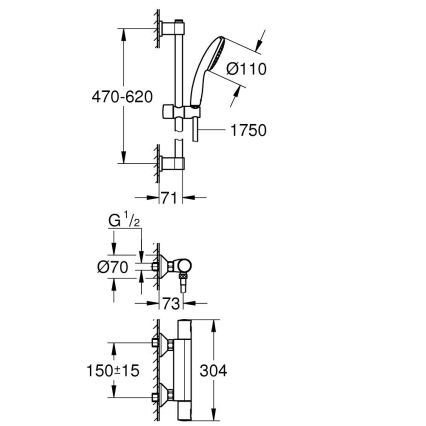 GROHE 345972431 - Sprchová sada s termostatickou baterií PRECISION START 12” 60