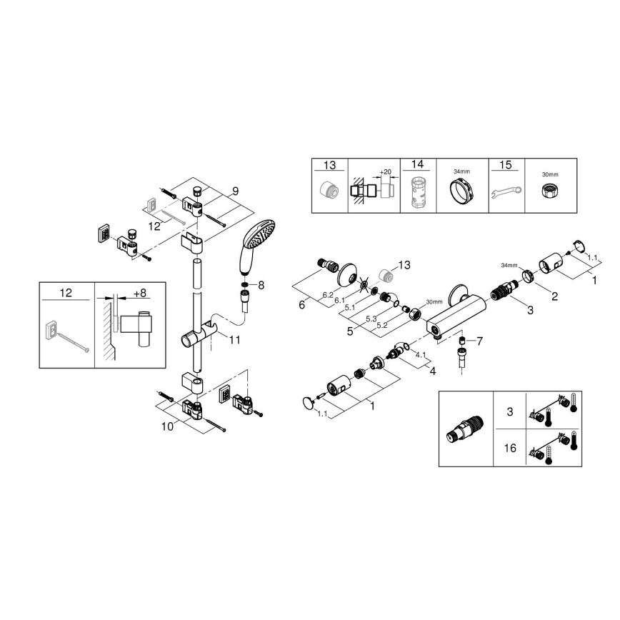 GROHE 345972431 -Termostatická sprchová baterie PRECISION START 12” 60 cm černá