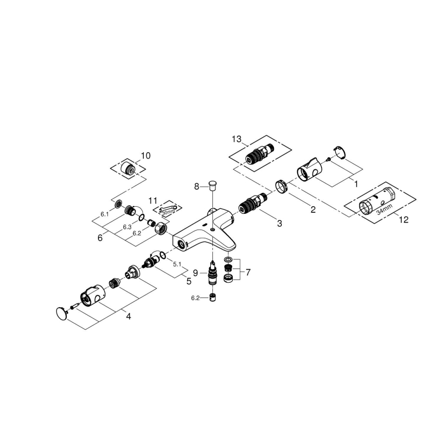 GROHE 34756000 - Termostatická vanová baterie GROHTHERM 800 DN 15 lesklý chrom