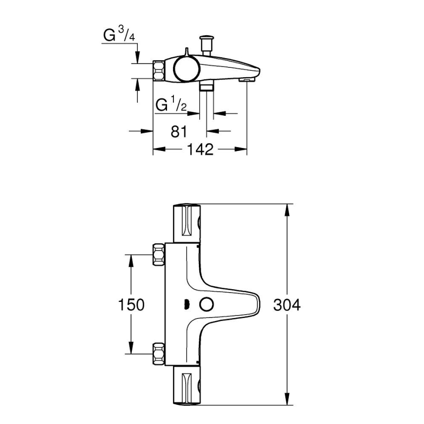 GROHE 34756000 - Termostatická vanová baterie GROHTHERM 800 DN 15 lesklý chrom