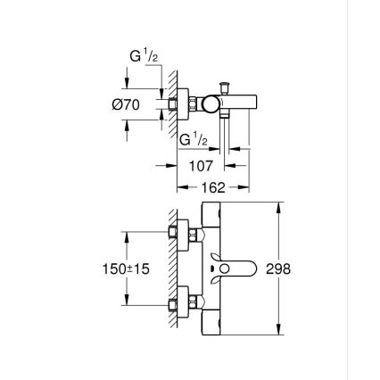 GROHE 34766000 -Termostat. vanová baterie GROHTHERM 800 COSMOPOLITAN DN 15 chrom