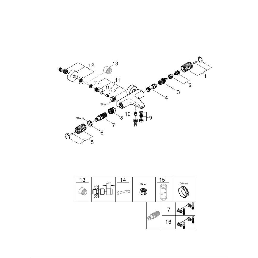 GROHE 34788000 - Termostatická vanová baterie PRECISION FEEL DN 15 lesklý chrom