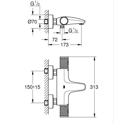 GROHE 34788000 - Termostatická vanová baterie PRECISION FEEL DN 15 lesklý chrom