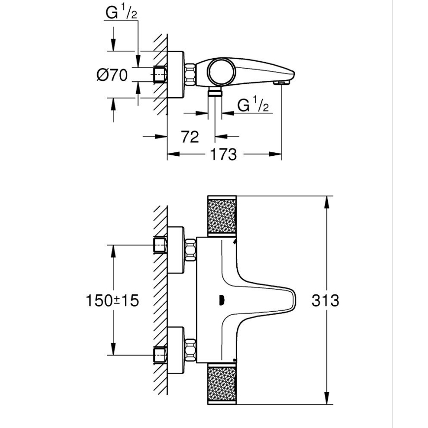 GROHE 34788000 - Termostatická vanová baterie PRECISION FEEL DN 15 lesklý chrom