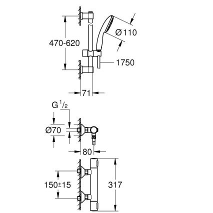 GROHE 34800001 - Termostatická sprchová baterie PRECISION FLOW 600 mm chrom