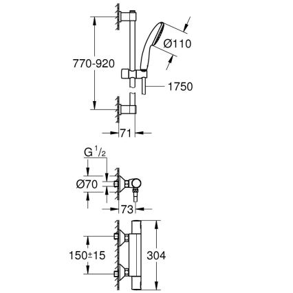 GROHE 34854001 - Sprchová sada s termostatickou baterií PRECISION START 900 mm lesklý chrom