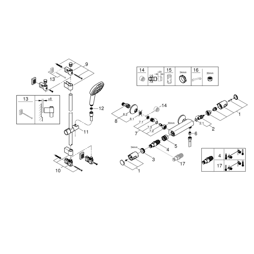 GROHE 34855003 - Sprchová sada s termostatickou baterií PRECISION TREND 150 mm lesklý chrom