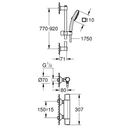 GROHE 34855003 - Sprchová sada s termostatickou baterií PRECISION TREND 150 mm lesklý chrom