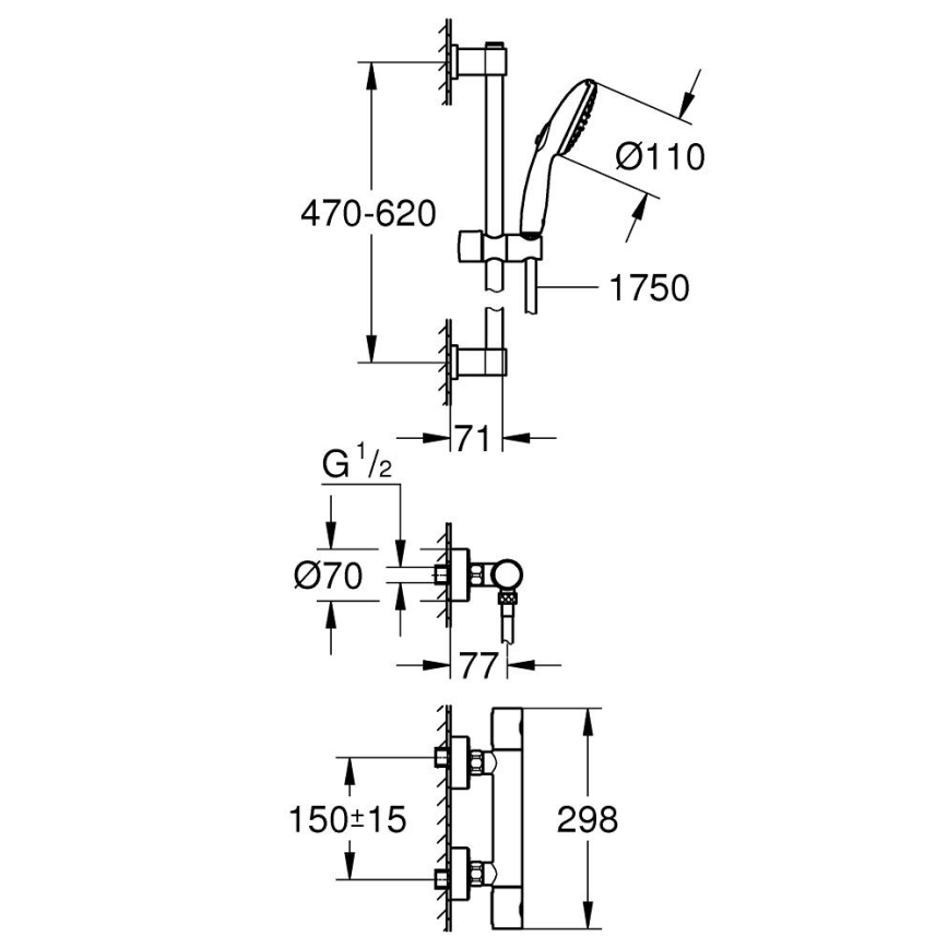 GROHE 34856000 - Sprchová sada s termostatickou baterií PRECISION GET 600 mm lesklý chrom
