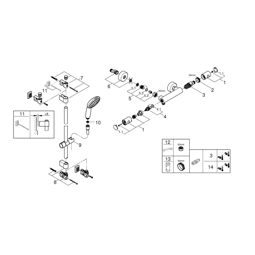 GROHE 34857000 - Sprchová sada s termostatickou baterií PRECISION GET 12” lesklý chrom