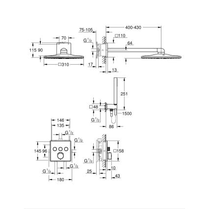 GROHE 34875000 - Sprchový systém PRECISION SMARTCONTROL 310 mm lesklý chrom