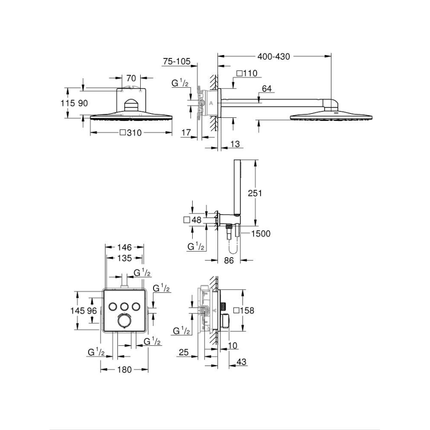 GROHE 34875000 - Sprchový systém PRECISION SMARTCONTROL 310 mm lesklý chrom