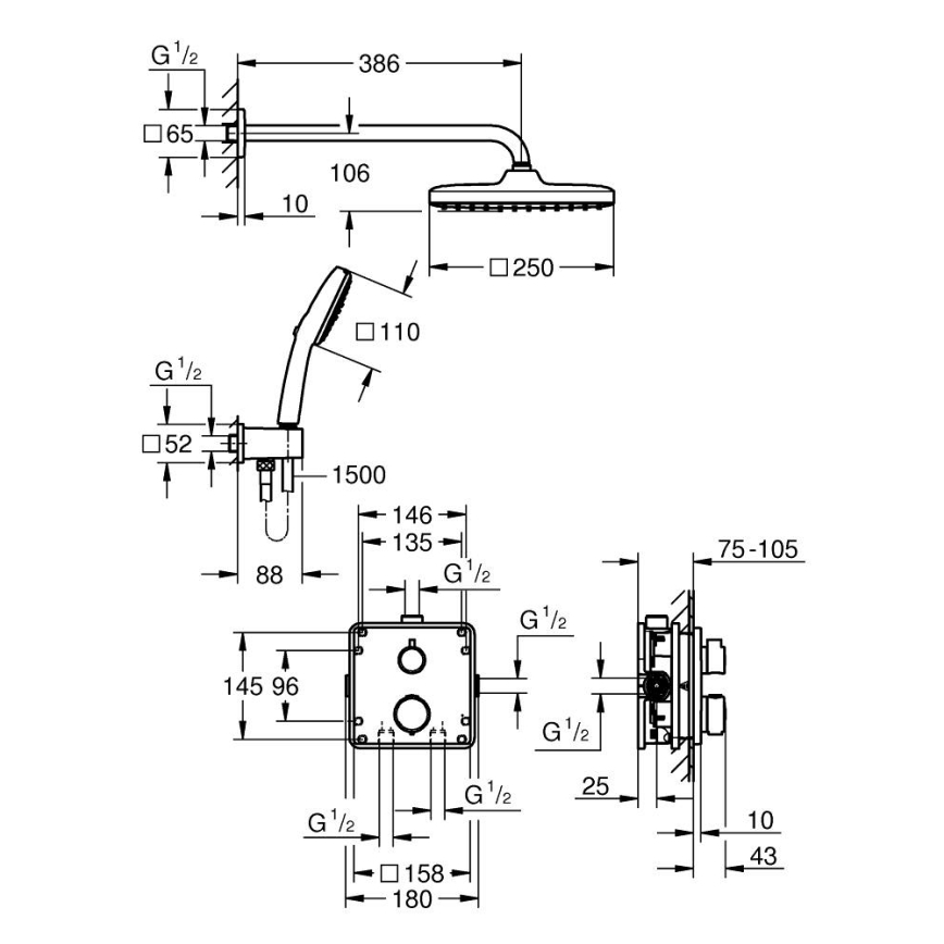 GROHE 34882000 - Sprchový systém PRECISION VITALIO COMFORT 250 lesklý chrom