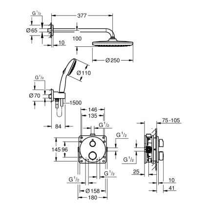 GROHE 34883000 - Sprchový systém PRECISION VITALIO START 250 lesklý chrom