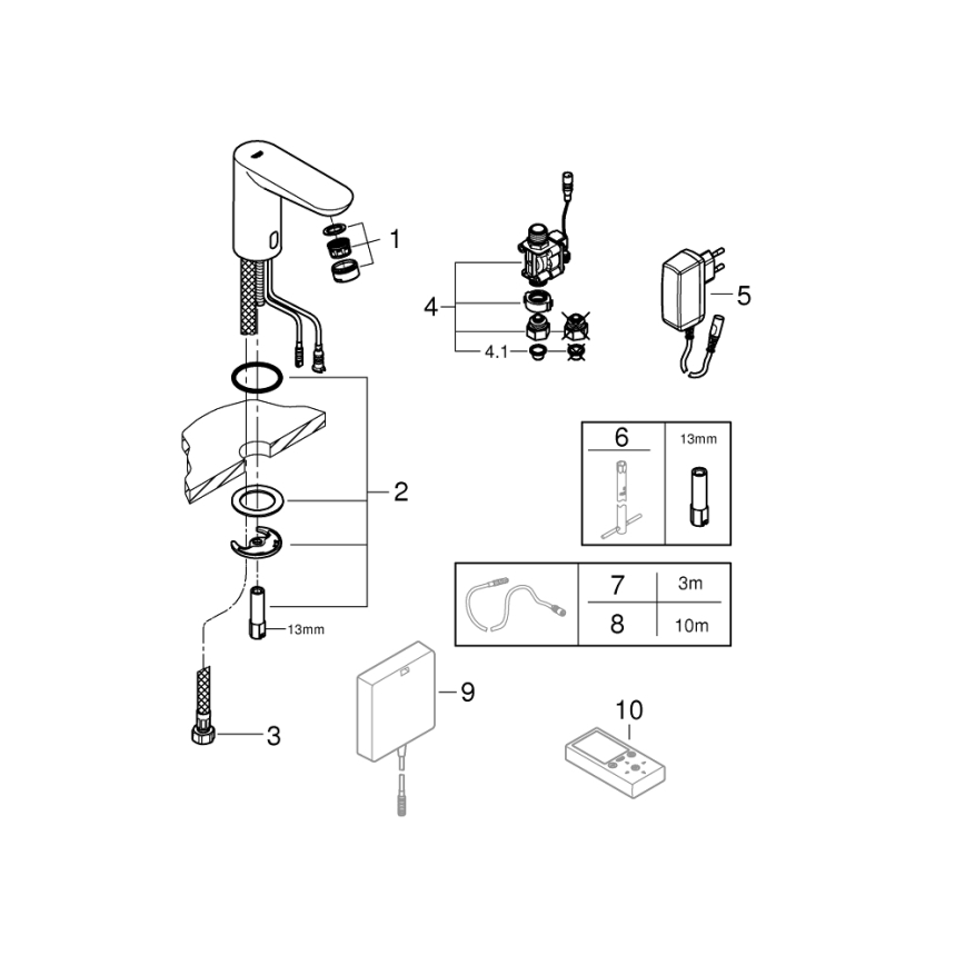 GROHE 36269000 - El. umyvadlová baterie EUROECO COSMOPOLITAN E 107 mm chrom