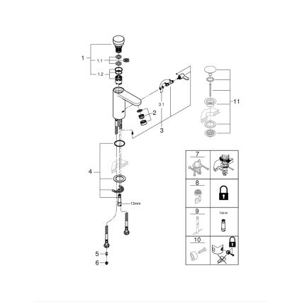 GROHE 36317000 - Samouzavírací umyvadlová baterie EUROSMART COSMOPOLITAN T chrom
