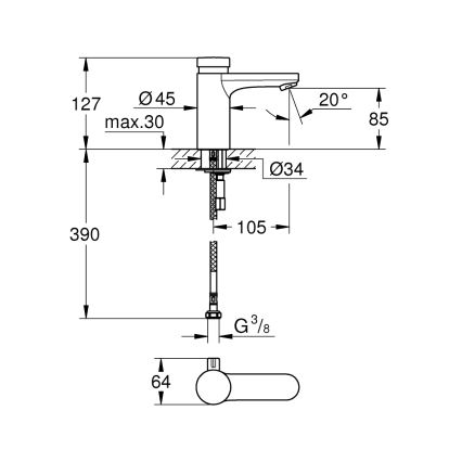 GROHE 36317000 - Samouzavírací umyvadlová baterie EUROSMART COSMOPOLITAN T chrom