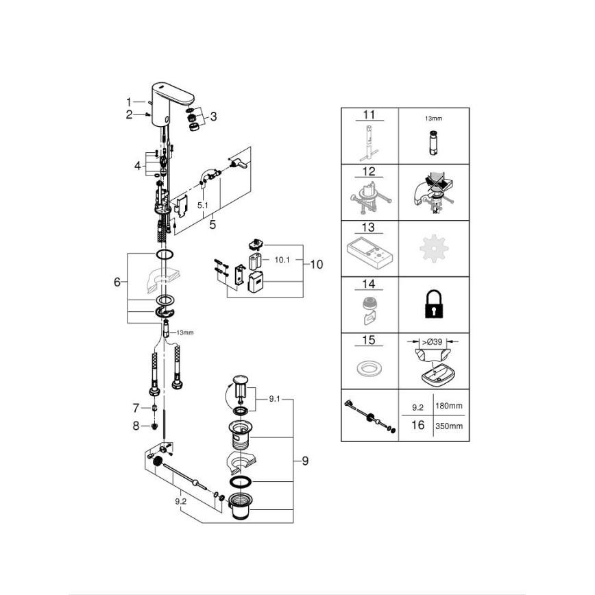 GROHE 36331001 - Umyvadlová baterie EUROECO 1 14” lesklý chrom