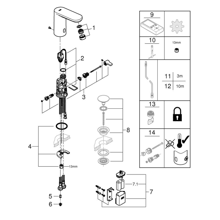GROHE 36366002 - Elektronická umyvadlová baterie GET E lesklý chrom