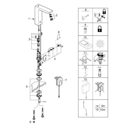 GROHE 36440000 - Infra elektronická umyvadlová baterie EUROCUBE E DN 15 chrom