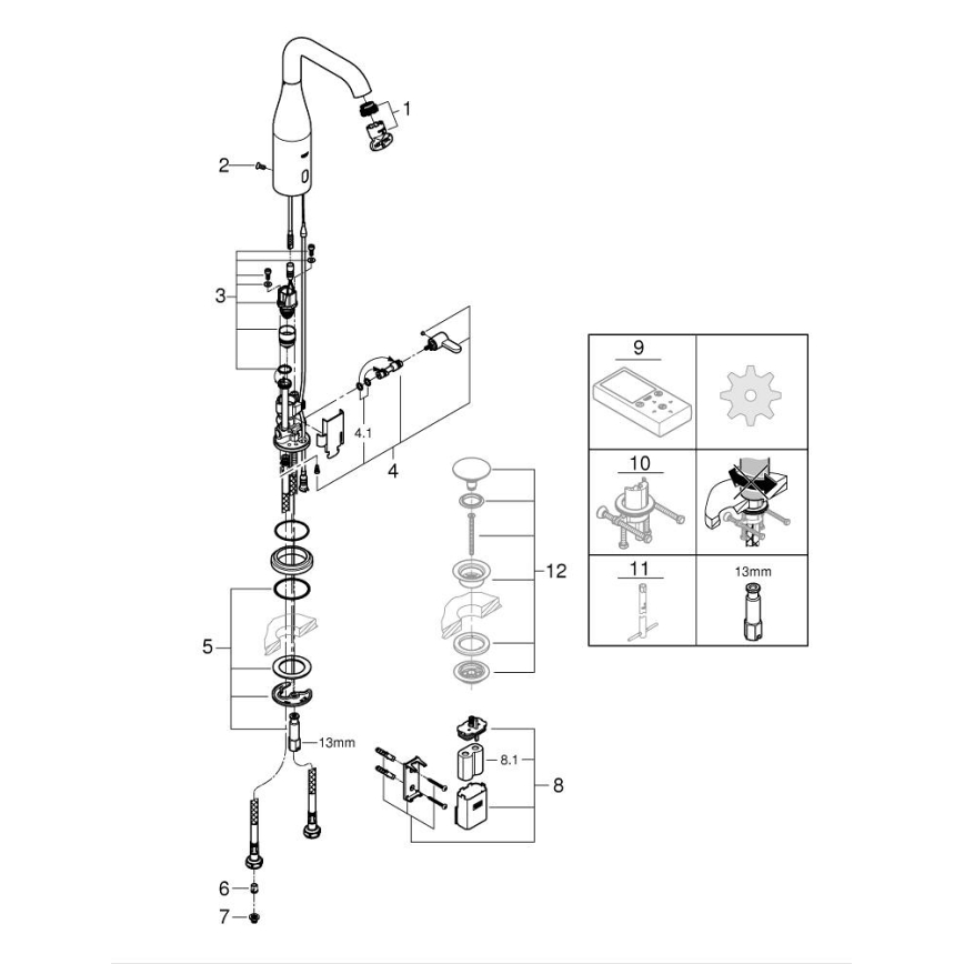 GROHE 36445000 - Infra elektronická umyvadlová baterie ESSENCE E lesklý chrom