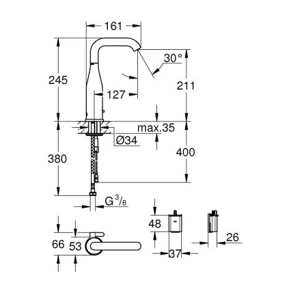 GROHE 36445000 - Infra elektronická umyvadlová baterie ESSENCE E lesklý chrom