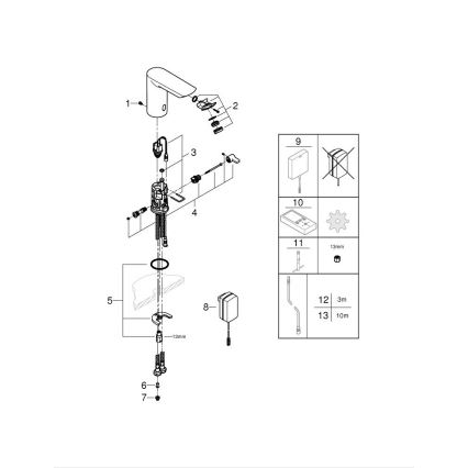 GROHE 36453000 - Infra el. umyvadlová baterie BAU COSMOPOLITAN E 123 mm chrom