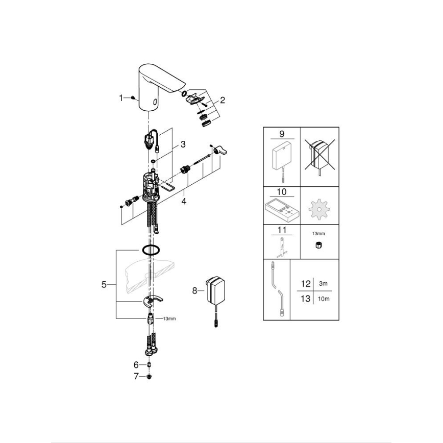 GROHE 36453000 - Infra el. umyvadlová baterie BAU COSMOPOLITAN E 123 mm chrom