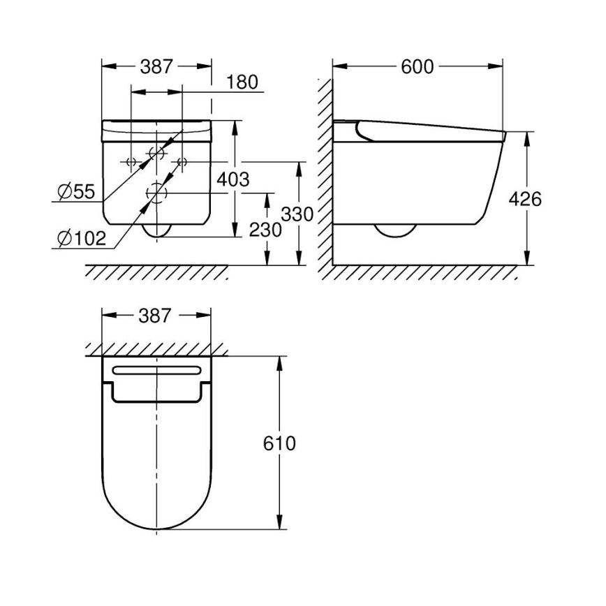 GROHE 36507SH0 - Sprchová toaleta SENSIA 600 × 387 × 403 mm keramika/bílá