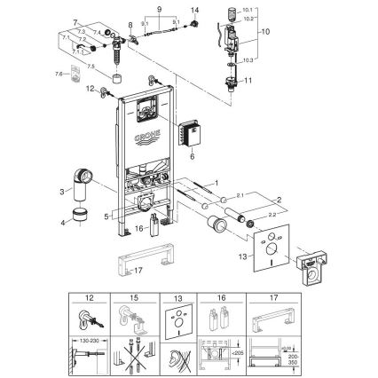 GROHE 36509SH0 - Sada 4 v 1 RAPID SLX 1,13 m nerez