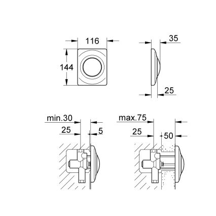 GROHE 37018SH0 - Ovládací tlačítko SURF 116 × 144 mm bílá