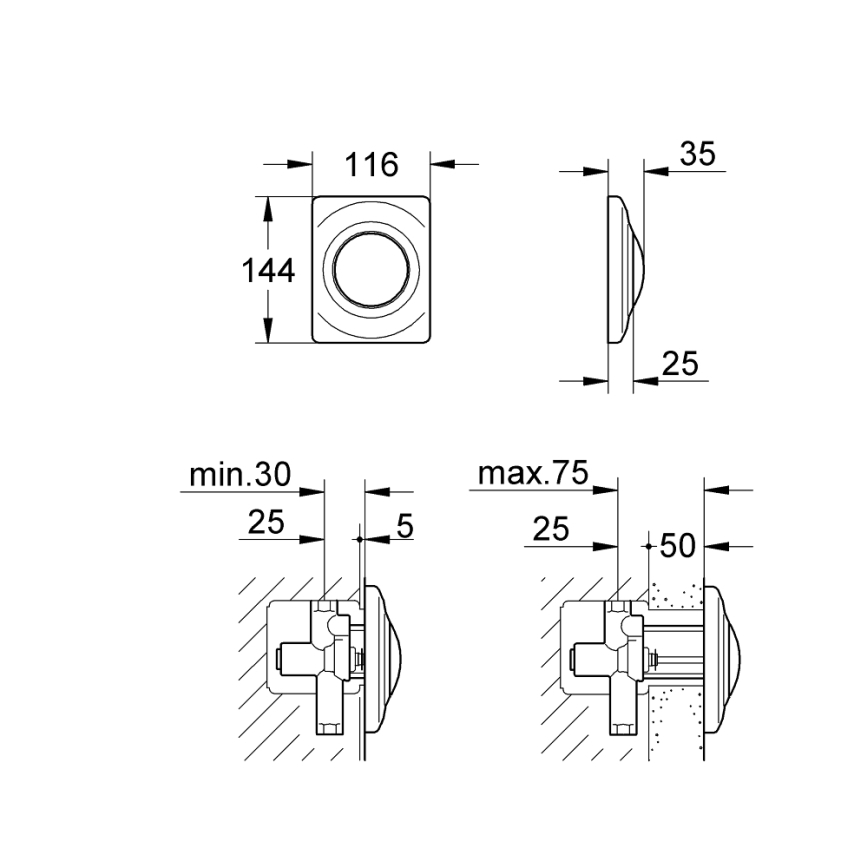 GROHE 37018SH0 - Ovládací tlačítko SURF 116 × 144 mm bílá