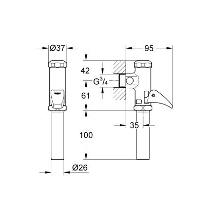 GROHE 37139000 - Automatický splachovač DAL 34” lesklý chrom