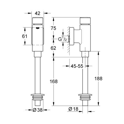 GROHE 37339000 - Pisoárový splachovač RONDO 12” lesklý chrom