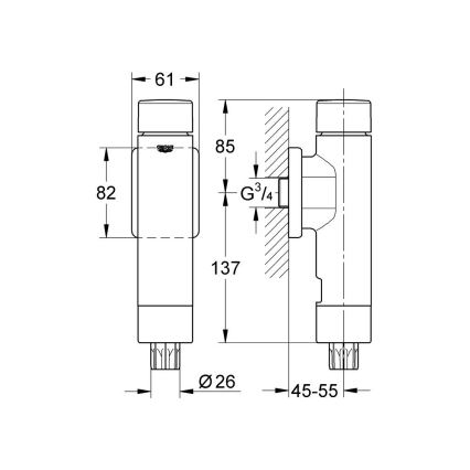 GROHE 37349000 - Tlakový splachovač RONDO A.S. 3” lesklý chrom