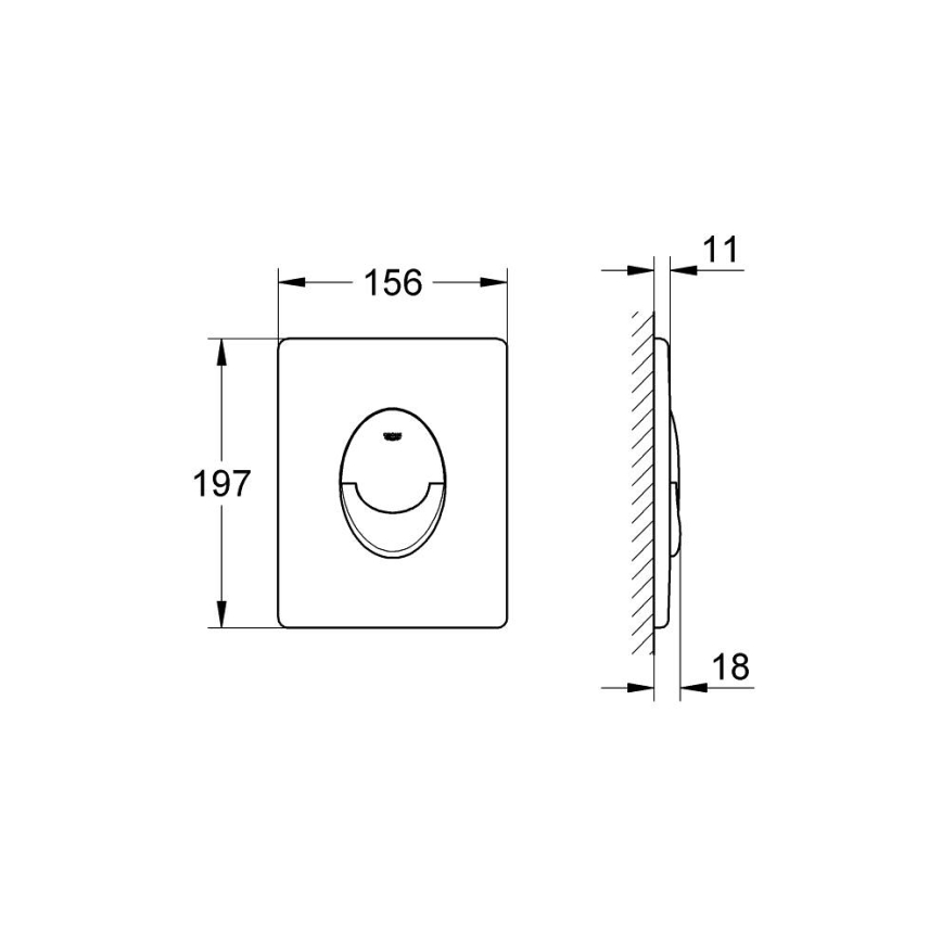 GROHE 38505P00 - Ovládací tlačítko SKATE AIR 156 × 197 mm matný chrom