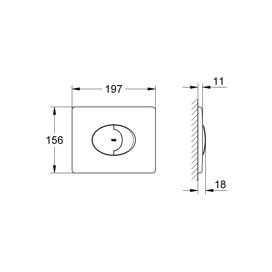 GROHE 38506000 - Splachovací tlačítko SKATE AIR 156 × 197 mm lesklý chrom