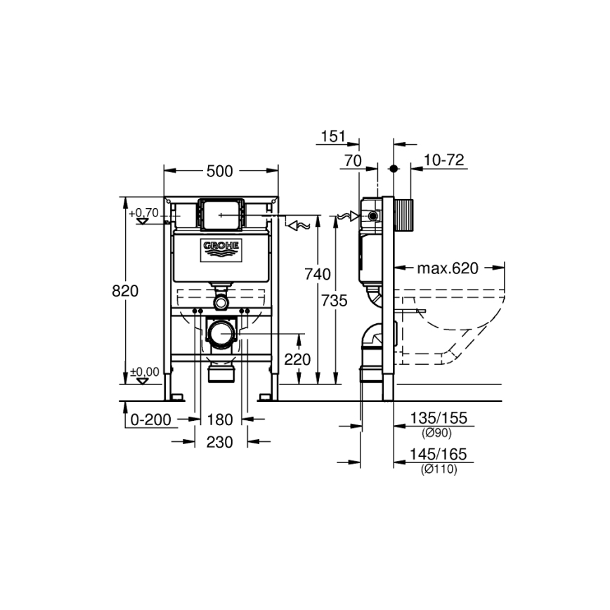 GROHE 38526000 - Modul WC RAPID SL 0,82 m bílá