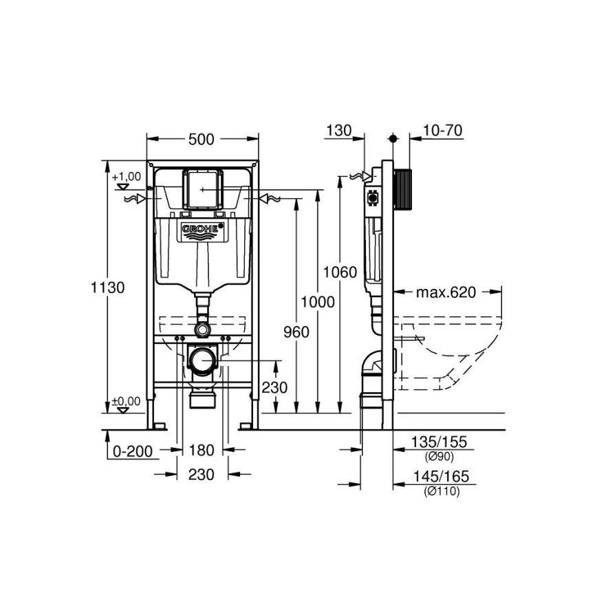 GROHE 38528001 - Modul pro WC RAPID SL 1,13 m bílá