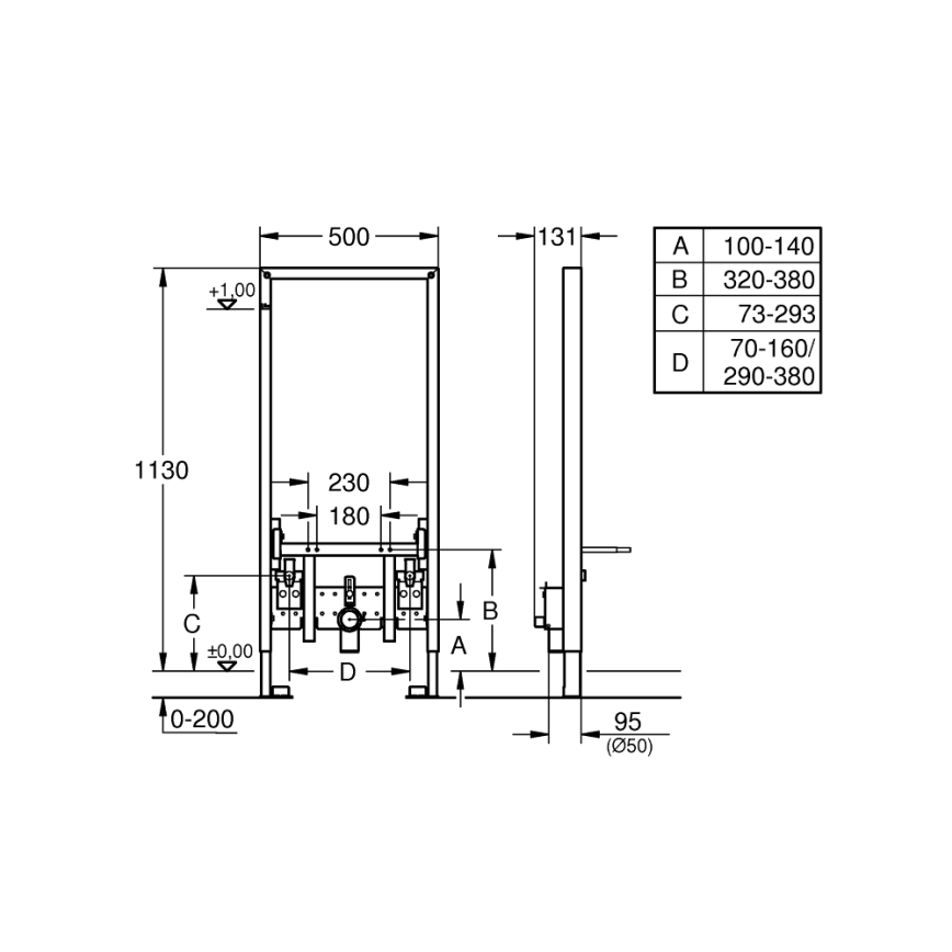 GROHE 38553001 - Modul pro bidet RAPID SL 1,13 m bílá