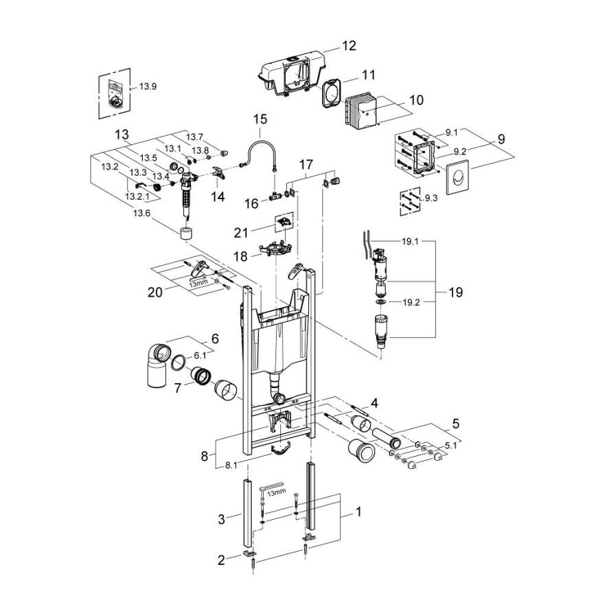 GROHE 3855800M - Nástěnná přípojka RAPID SL 130-230 mm lesklý chrom