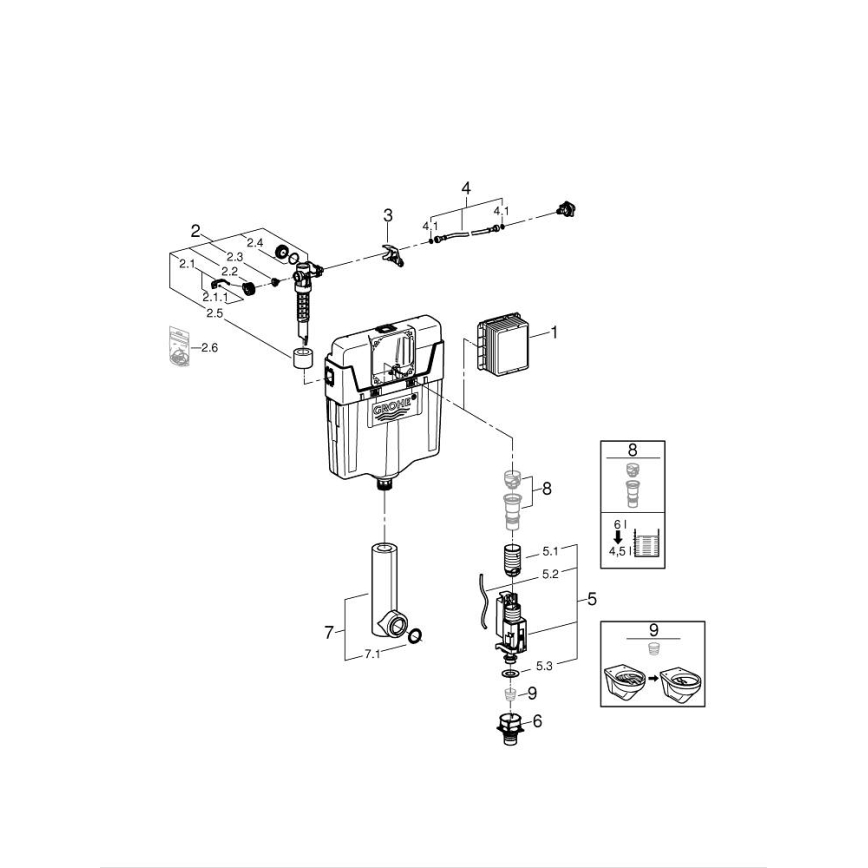 GROHE 38661000 - Splachovací nádržka GD 2 lesklý chrom