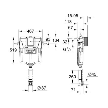 GROHE 38661000 - Splachovací nádržka GD 2 lesklý chrom