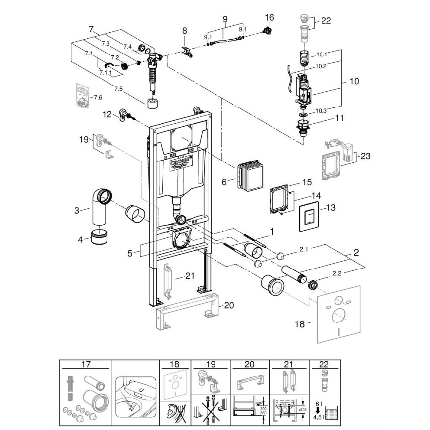 GROHE 38772001 - Předstěnový instalační set RAPID SL 1,13 m lesklý chrom