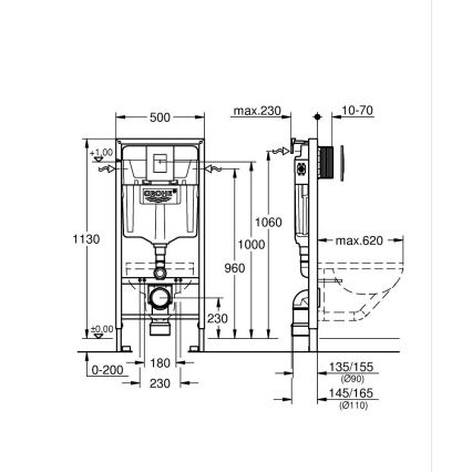 GROHE 38772001 - Předstěnový instalační set RAPID SL 1,13 m lesklý chrom